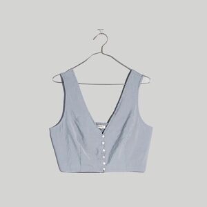 New with tag Madewell Blue Sleeveless Button-Up Crop Top Sz 14